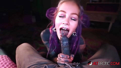 Blonde pornstar with a tattooed booty fucks a big dick