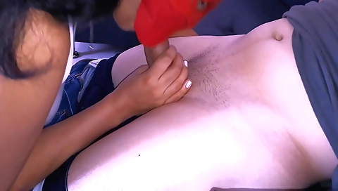 Brunette black girl gets her stepbrother off in the kitchen