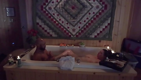 Brunette brunette gets fucked by a big black dick in the hot tub