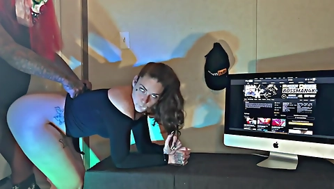 Big ass brunette babe with huge tits enjoys being rammed