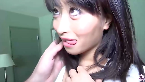 Asian girl is getting fucked on the camera in the back