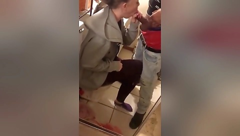 Brunette is getting her dick into her mouth and deepthroated