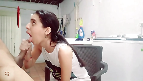 Amateur brunette teen with small tits and tattoo is fucked