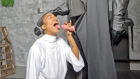 Ebony tattooed black girl with a tattoo face fucked