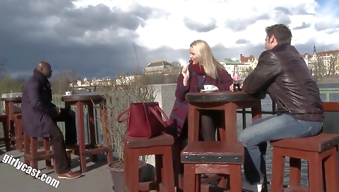 A blonde with big tits is fucked by the casting man