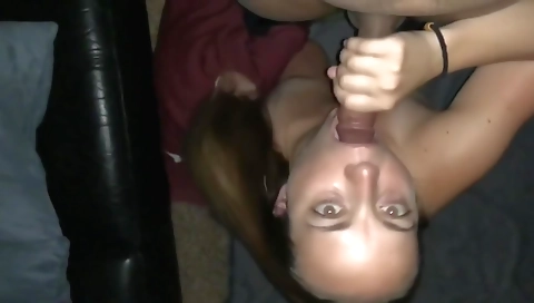 Milf with a big ass sucks a hard black dick in POV