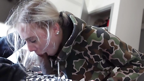 Busty blonde fuck by stepdad in amateur interracial video