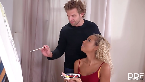 Busty ebony with a big black dick is doing some hardcore porn