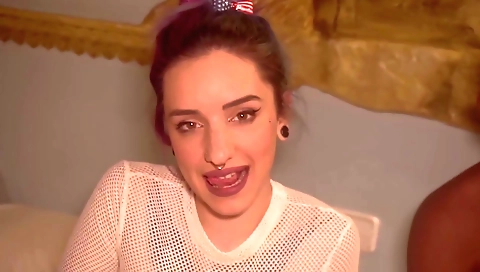 Beautiful brunette teen with hot tits gets her cunt fucked