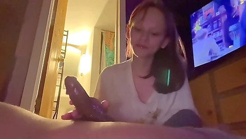 Big natural brunette fucks with her big cock in hd video